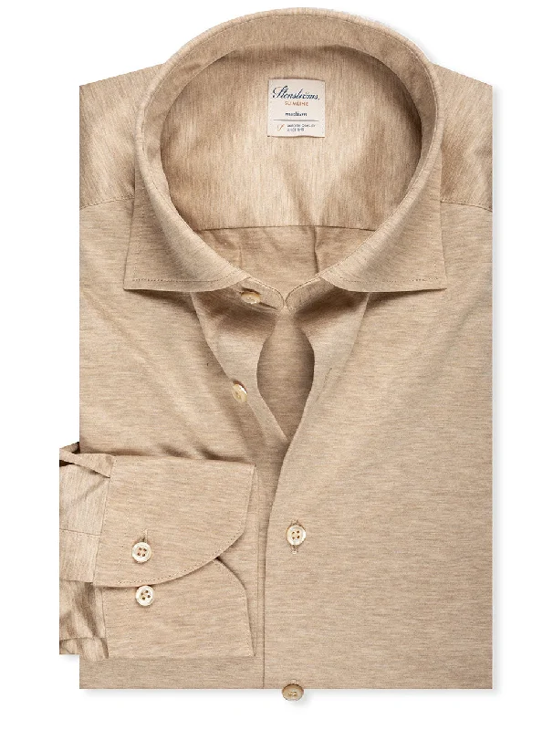 Slimline Jersey Stretch Shirt Beige