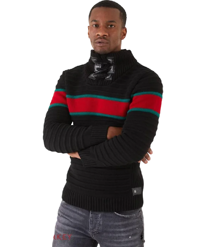 Lragos Red Men's Black & Red Fashion design Sweaters Slim-Fit