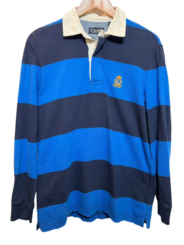 Chaps Mens Blue Striped Rugby Polo (Size L)