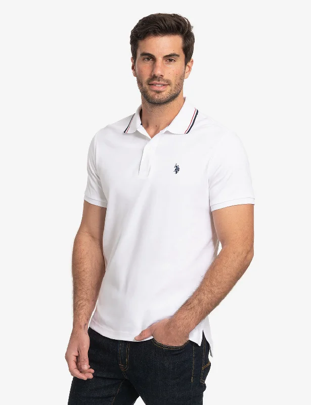 SLIM FIT TIPPED INTERLOCK POLO SHIRT