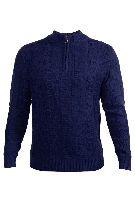 Prestige Navy Blue Men's Zip-Up Sweaters Style No: PD-296