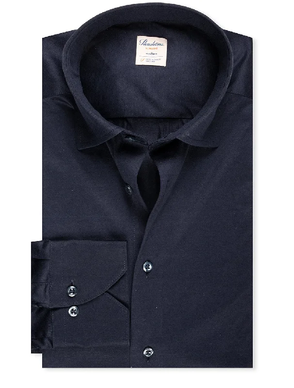 Slimline Jersey Stretch Shirt Navy