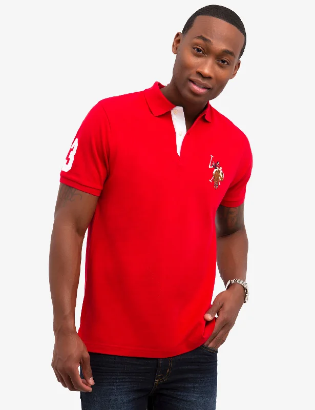 MULTI COLOR BIG LOGO SOLID POLO SHIRT