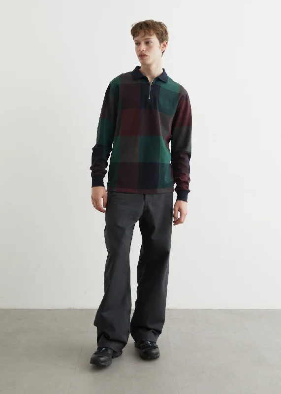 Buffalo Plaid Long Sleeve Polo