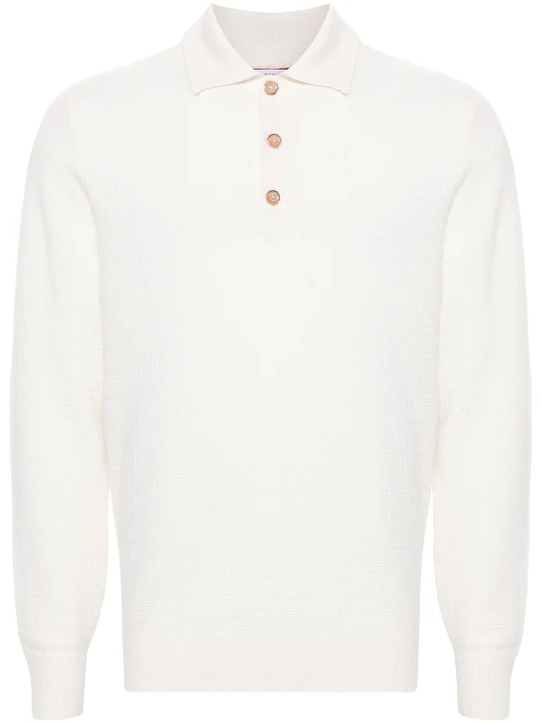 Waffle Knit Cashmere Polo Shirt