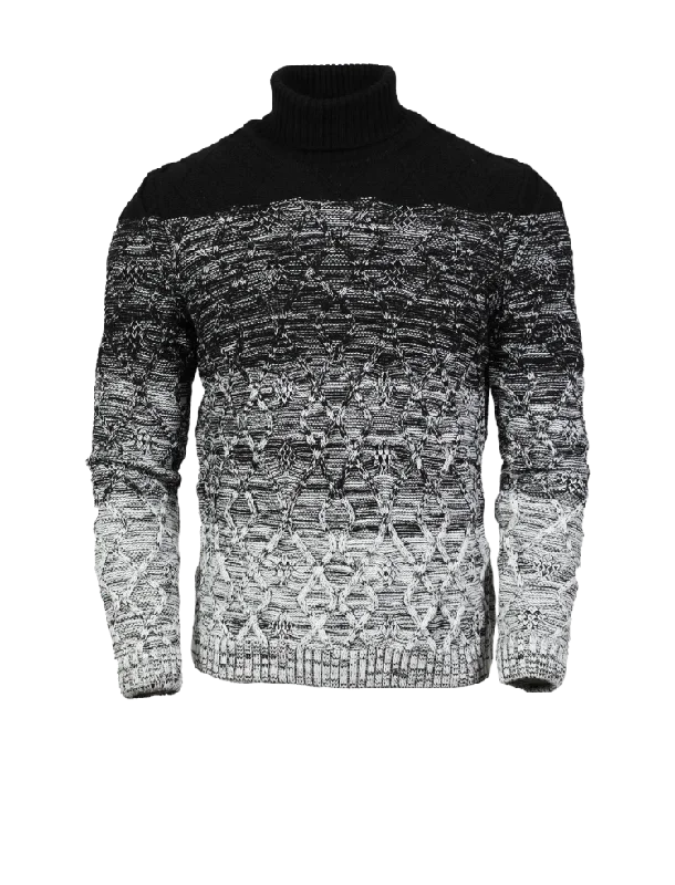 New York Black and White Men's Turtleneck Sweaters Slim-Fit