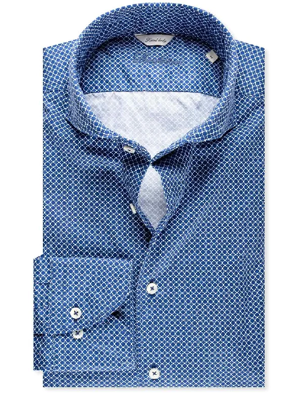 Circle Pattern Fitted Shirt Navy