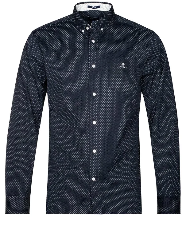 Regular Fit Micro Print Oxford Shirt Evening Blue