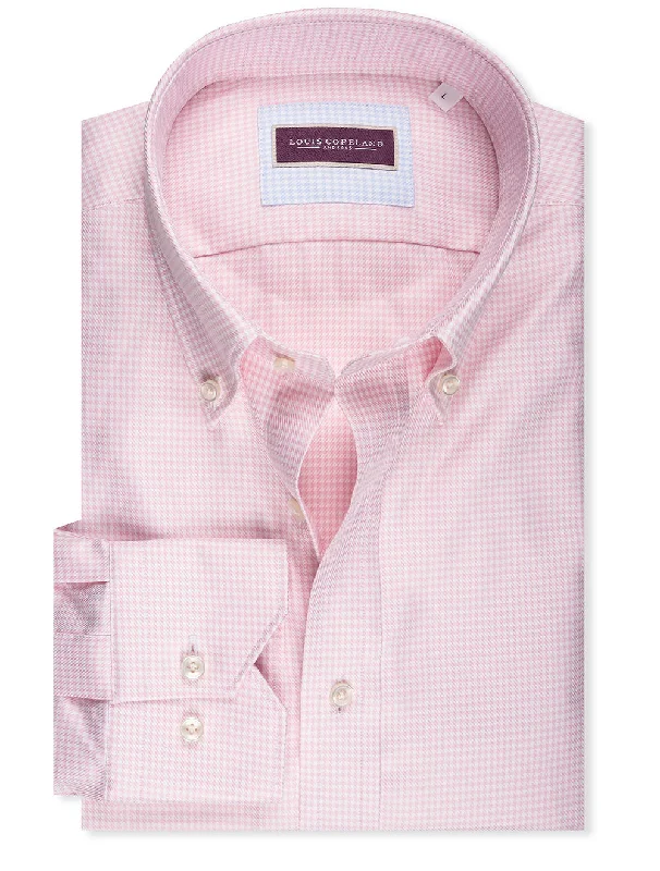 Button Down Houndtooth Single Cuff Shirt Pink