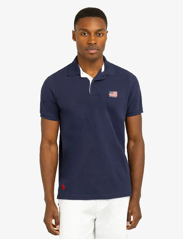 FLAG PIQUE POLO SHIRT WITH UNDER COLLAR DETAIL