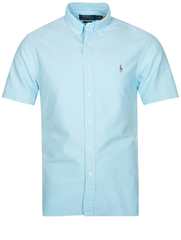 Slim Oxford Short Sleeve Shirt Blue