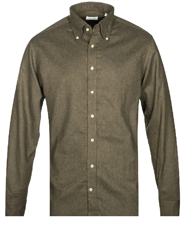 Luxury Flannel Fitted Shirt Green