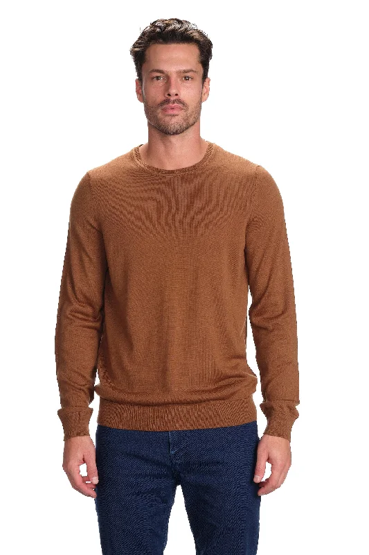 Merino Wool Solid Crew Neck Sweater