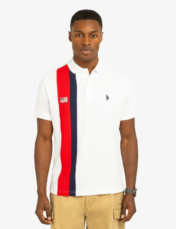 VERTICAL SASH COLOR BLOCK PIQUE POLO SHIRT