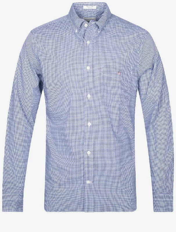 Regular Poplin Micro Check Shirt College Blue