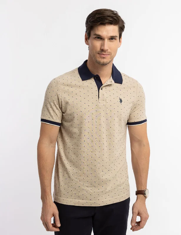 DOUBLE SQUARE DOT PIQUE POLO SHIRT