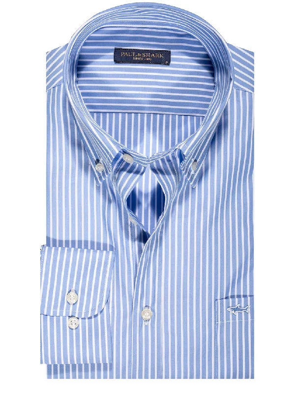 Striped cotton shirt Blue