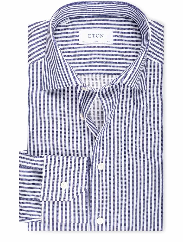 Bengal Striped Twill Slim Fit Shirt Navy