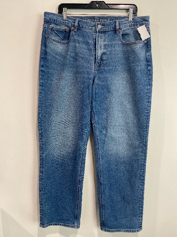 Jeans Straight By American Eagle In Blue Denim, Size: 14l