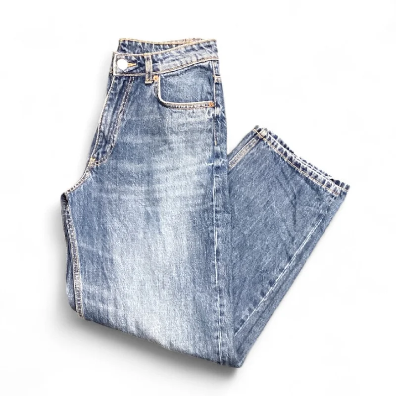 Jeans Wide Leg By Zara In Blue Denim, Size: 4